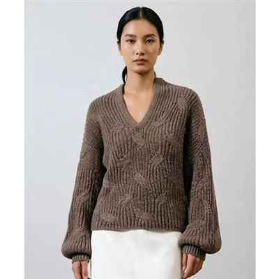 Balloon Sleeve Cable Knit Sviiter Fall